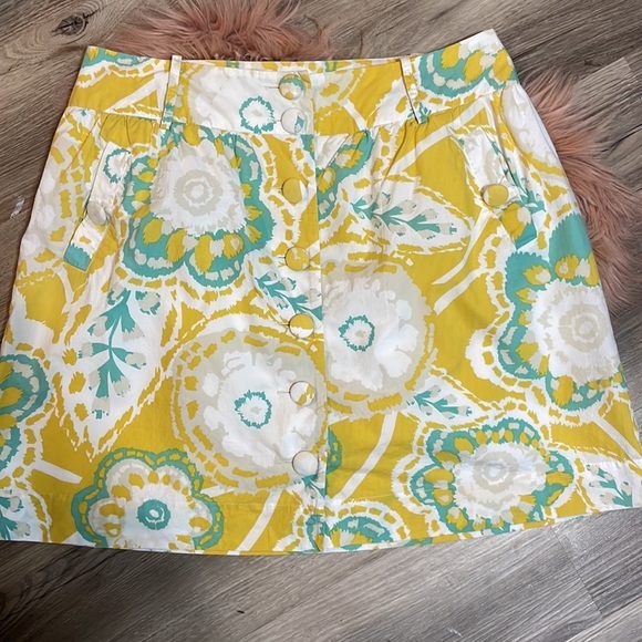 Fossil Floral Retro Yellow Skirt Size 6 - Picture 2 of 10